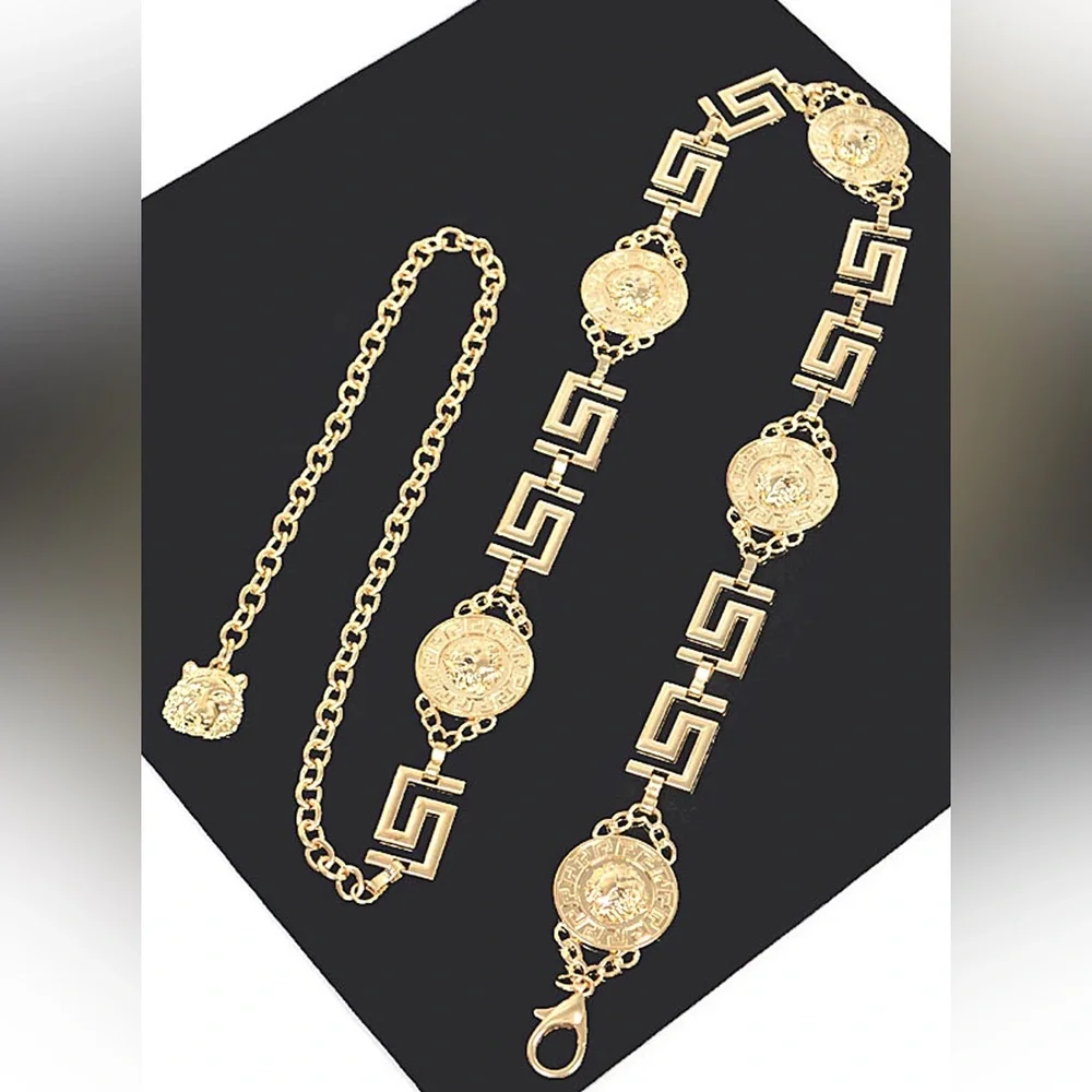 The Royal Metallic Metal Disk Chain Statement Belt